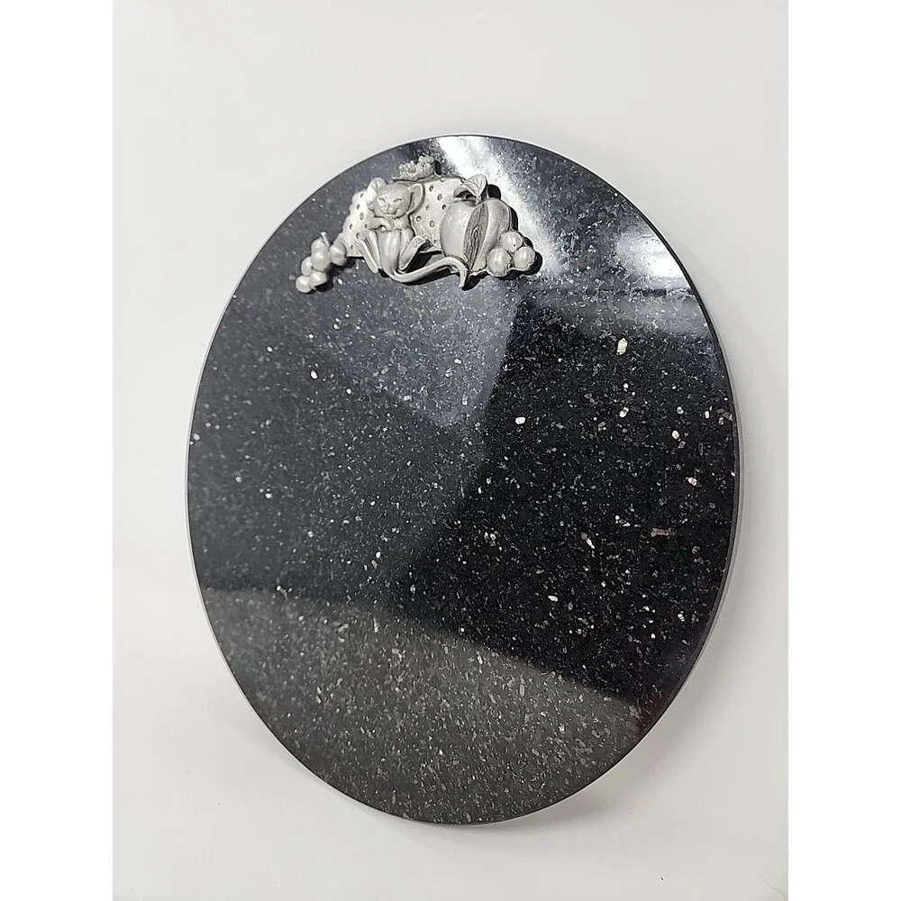 Rock of Ages Black Granite Cheese Board Pewter Mouse Stone Cutting Board